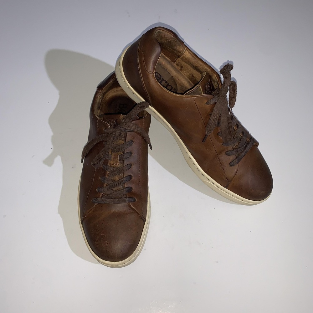 Born Shoes Mens Size 10 Brown Leather Lace Up Casual Comfort Sneakers BM0018526